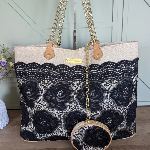 Betsey Johnson Floral Lace Tote Bag - Picture 3 of 12
